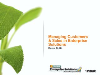 Managing Customers &amp; Sales in Enterprise Solutions Derek Butts