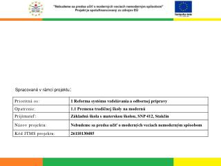 Spracované v rámci projektu :