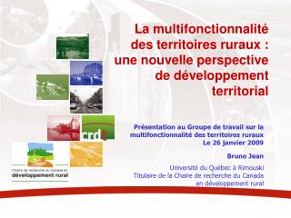 Présentation au Groupe de travail sur la multifonctionnalité des territoires ruraux