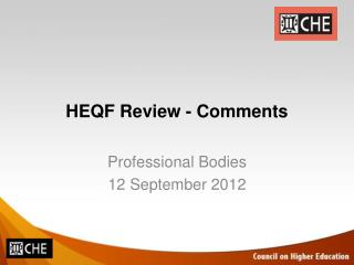 HEQF Review - Comments