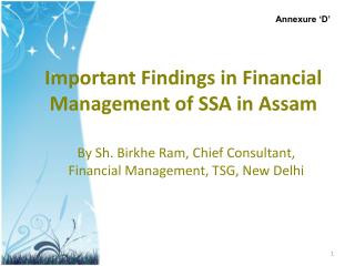 Important Findings in Financial Management of SSA in Assam