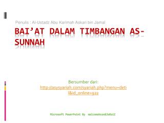 Bai’at dalam Timbangan As- Sunnah