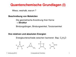 Quantenchemische Grundlagen (I)