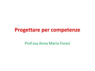 Progettare per competenze