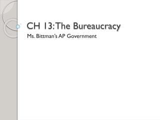 CH 13: The Bureaucracy
