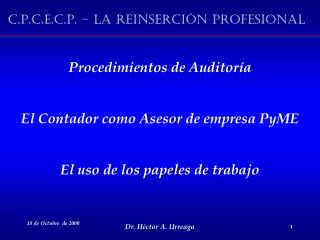 Procedimientos de Auditoría El Contador como Asesor de empresa PyME
