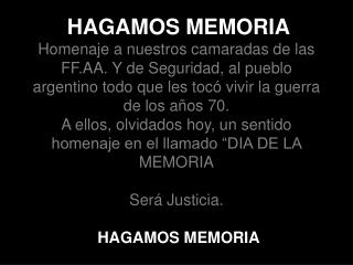 HAGAMOS MEMORIA