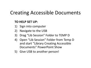 Creating Accessible Documents