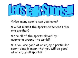 Let's Talk Sports!!!