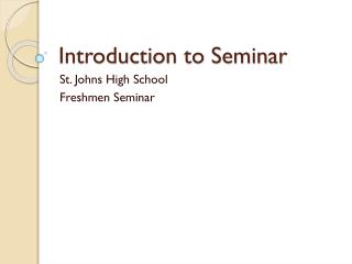 Introduction to Seminar