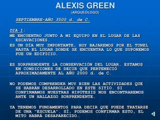 ALEXIS GREEN (ARQUEÓLOGO)