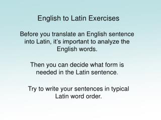 English to Latin Exercises