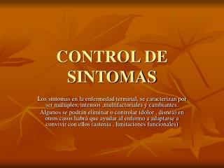 CONTROL DE SINTOMAS