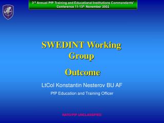 SWEDINT Working Group Outcome