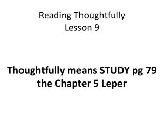 Reading Thoughtfully Lesson 9