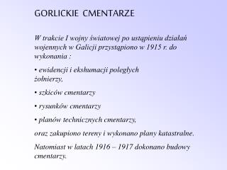 GORLICKIE CMENTARZE