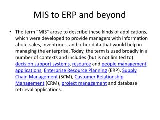 MIS to ERP and beyond