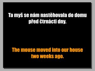 Ta myš se nám nastěhovala do domu před čtrnácti dny.