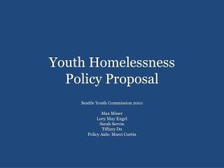 Youth Homelessness Policy Proposal