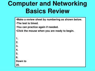 Computer and Networking Basics Review