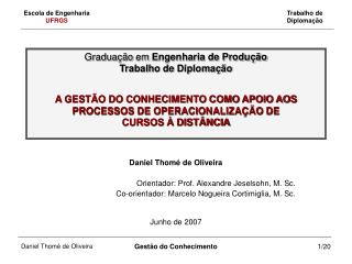 Daniel Thomé de Oliveira Orientador: Prof. Alexandre Jeselsohn, M. Sc.