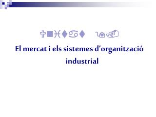 Unitat 9. El mercat i els sistemes d’organització industrial