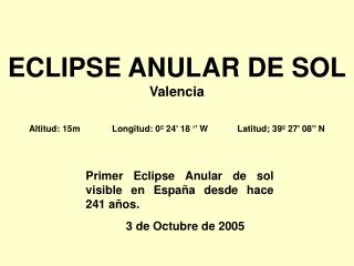 ECLIPSE ANULAR DE SOL Valencia