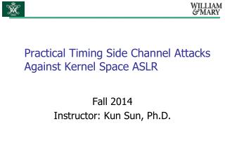 Practical Timing Side Channel Attacks Against Kernel Space ASLR
