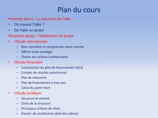 Plan du cours