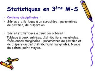 Statistiques en 3 ème M-S