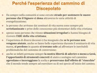 Perché l'esperienza del cammino di Discepolato