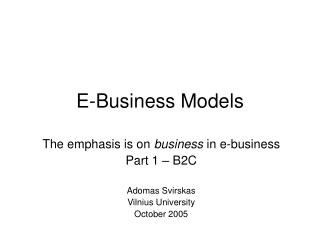 E-Business Models