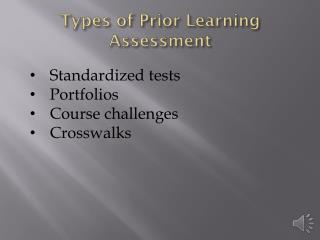 Types of Prior Learning Assessment