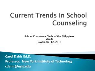 Current Trends in School Counseling