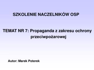 SZKOLENIE NACZELNIKÓW OSP