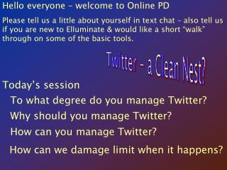 Hello everyone – welcome to Online PD