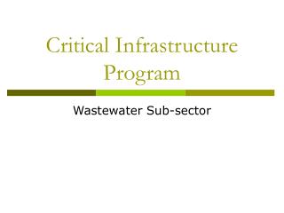 Critical Infrastructure Program
