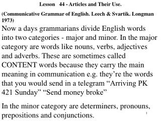 Lesson 44 - Articles and Their Use.