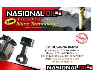 CV. HOSANNA BANYA Jl. Gerilya no. 677 Purwokerto