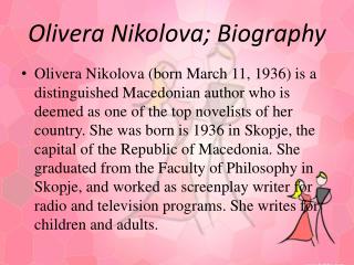 Olivera Nikolova; Biography