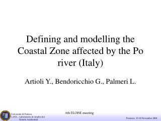 Defining and modelling the Coastal Zone affected by the Po river (Italy)