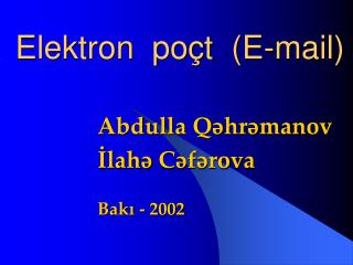 Elektron poçt (E-mail)