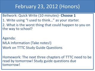 February 23, 2012 (Honors)