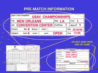 PRE-MATCH INFORMATION