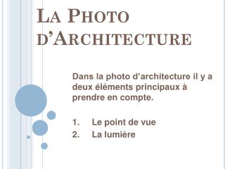 La Photo d’Architecture