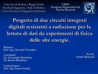 Universit à di Modena e Reggio Emilia Facoltà di Ingegneria – Sede di Modena