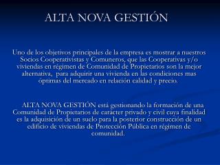 ALTA NOVA GESTIÓN