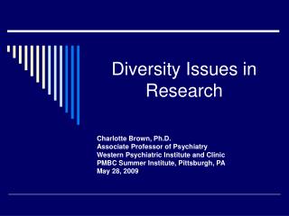 Diversity Issues in Research