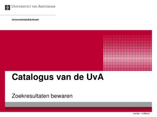 Catalogus van de UvA