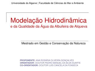 Modelação Hidrodinâmica e da Qualidade da Água da Albufeira de Alqueva